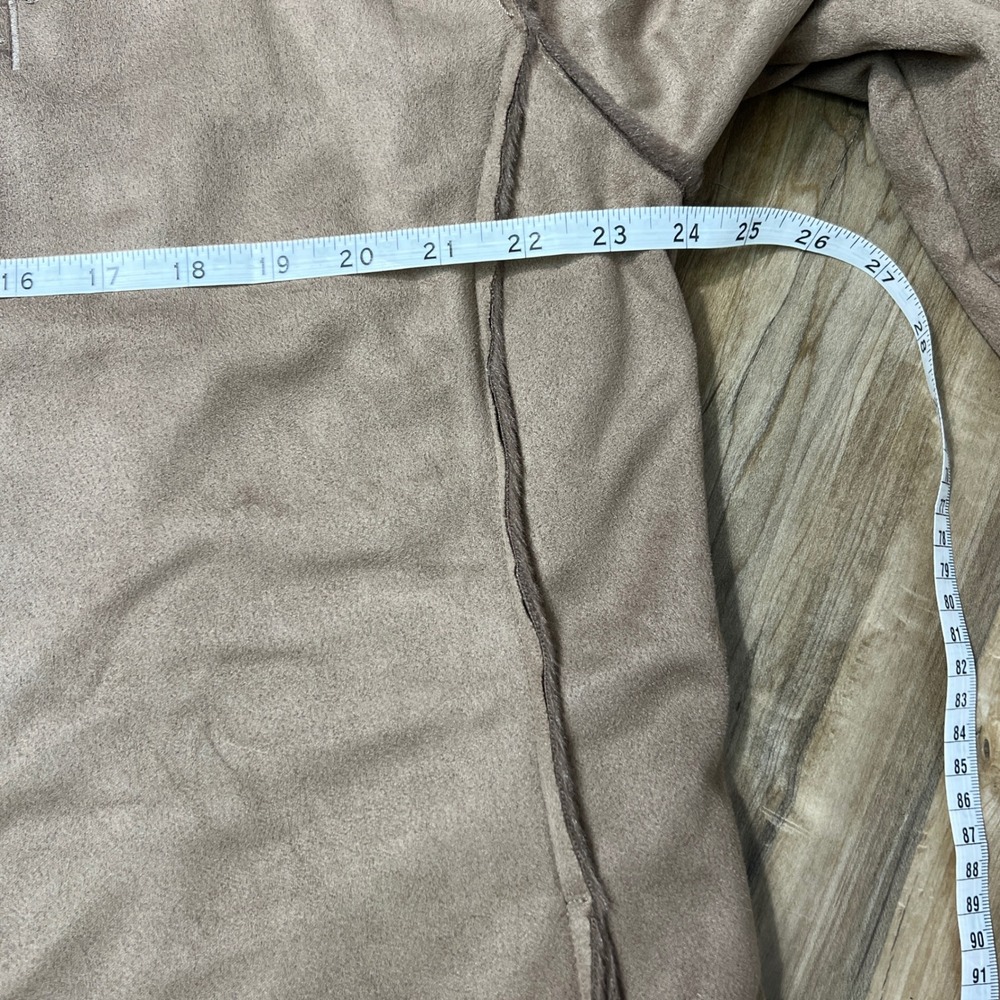 Sweet Jane Embroidered Hooded Faux Suede Fleece Lined Open Front Jacket Coat - Picture 3 of 15